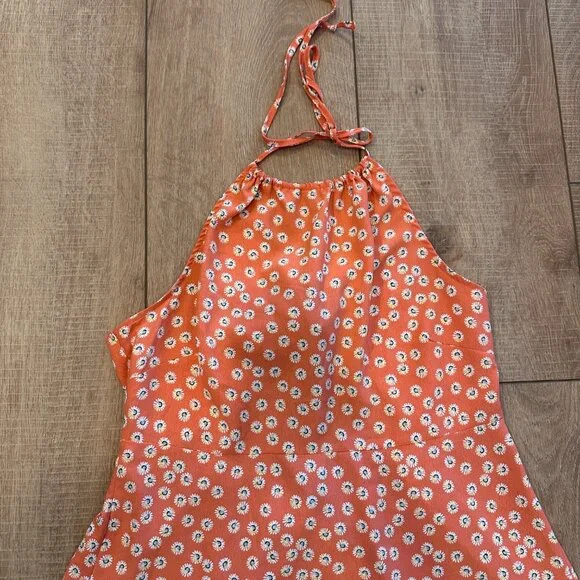 Lily Rose | Womens M High Neck Ditsy Floral Knee Length Dress Halter Cut Out - Picture 4 of 11